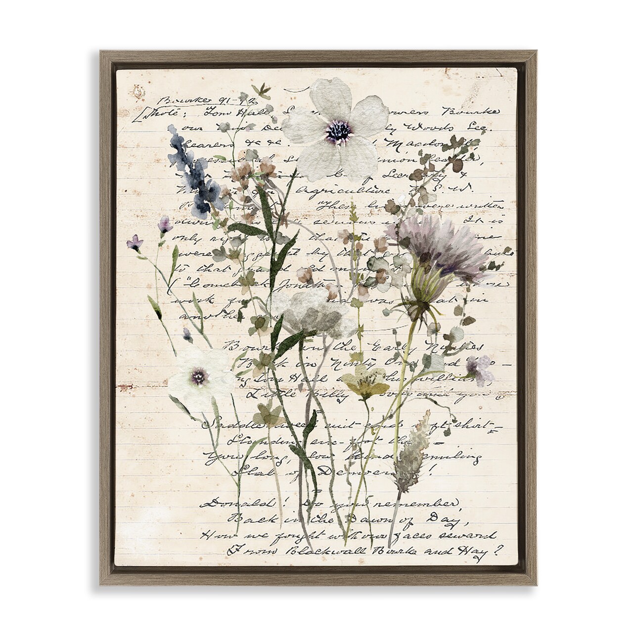 Stupell Industries Pressed Flowers on Page Floater Framed Canvas Wall Art Design by Carol Robinson